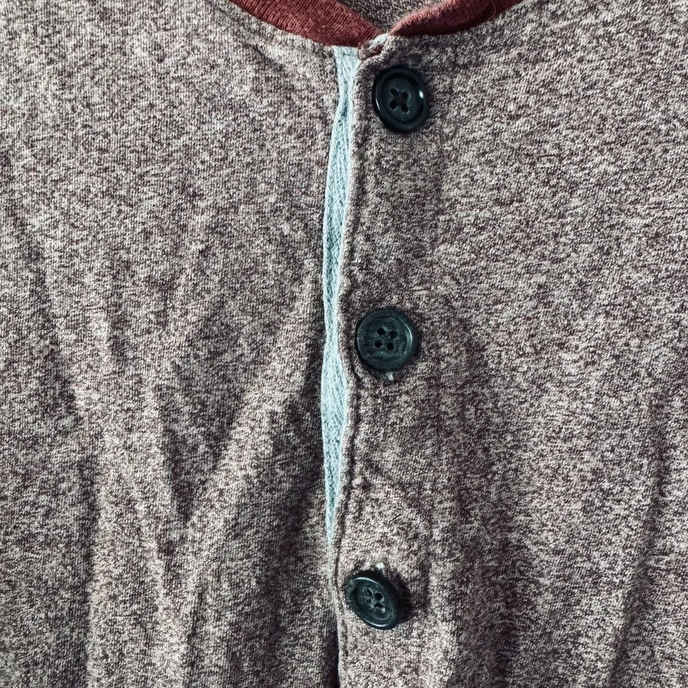 Banana Republic Sz L Tall Henley Men's Burgundy Heather Long Sleeve 100% Cotton